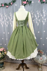 [Dreamlike Realm] Sleeveless Printed Ruffled Embroidered Bustier Elegant Sweet Lolita Jsk Dress 4 Colors - Product - 25