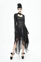 Black Dragon Spine Hole Decoration Long Sleeves Gothic Dress - Product - 4