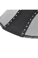 Black Women's Punk Sleeveless Studded Pentagram Sheer Mesh Splice Tank Top - Product - 11