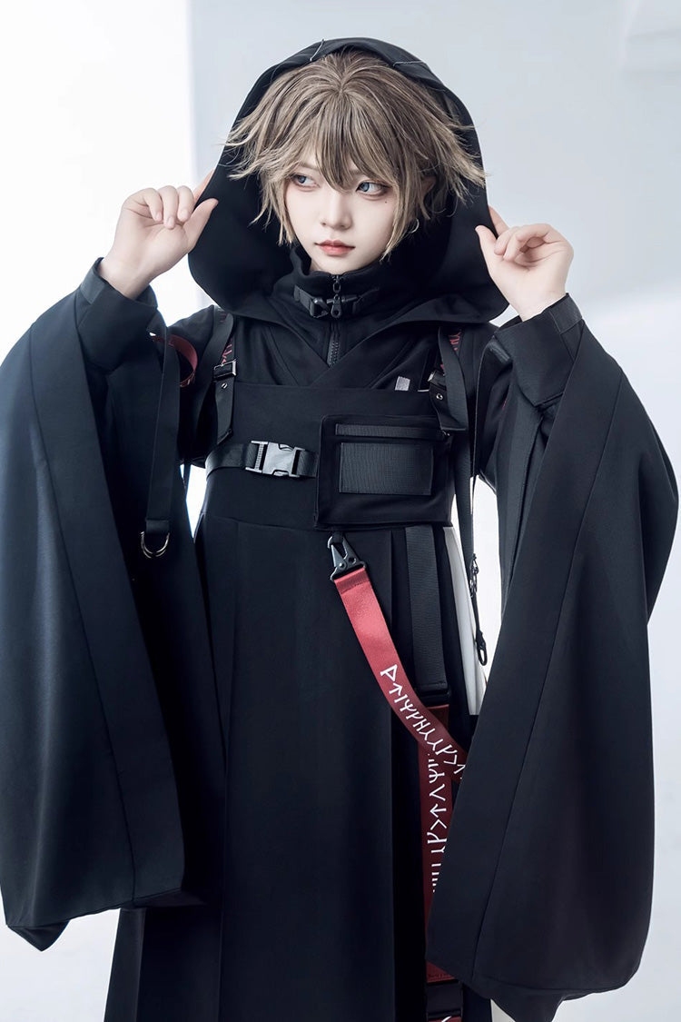 Black Unmarked Blade Long Sleeves Print Gothic Handsome Ouji Lolita Innerwear - Product - 5