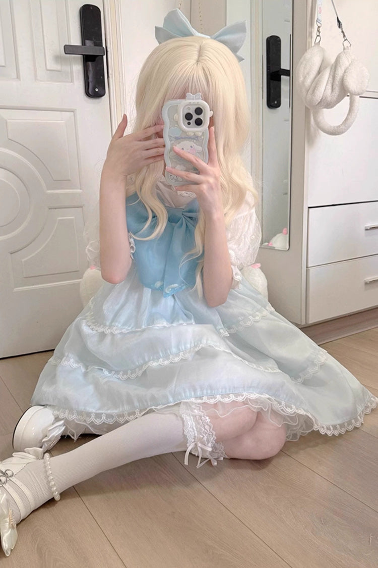Seaside Pearls High Waisted Multi-layer Bowknot Sweet Lolita Jsk Dress 2 Colors - Product - 3