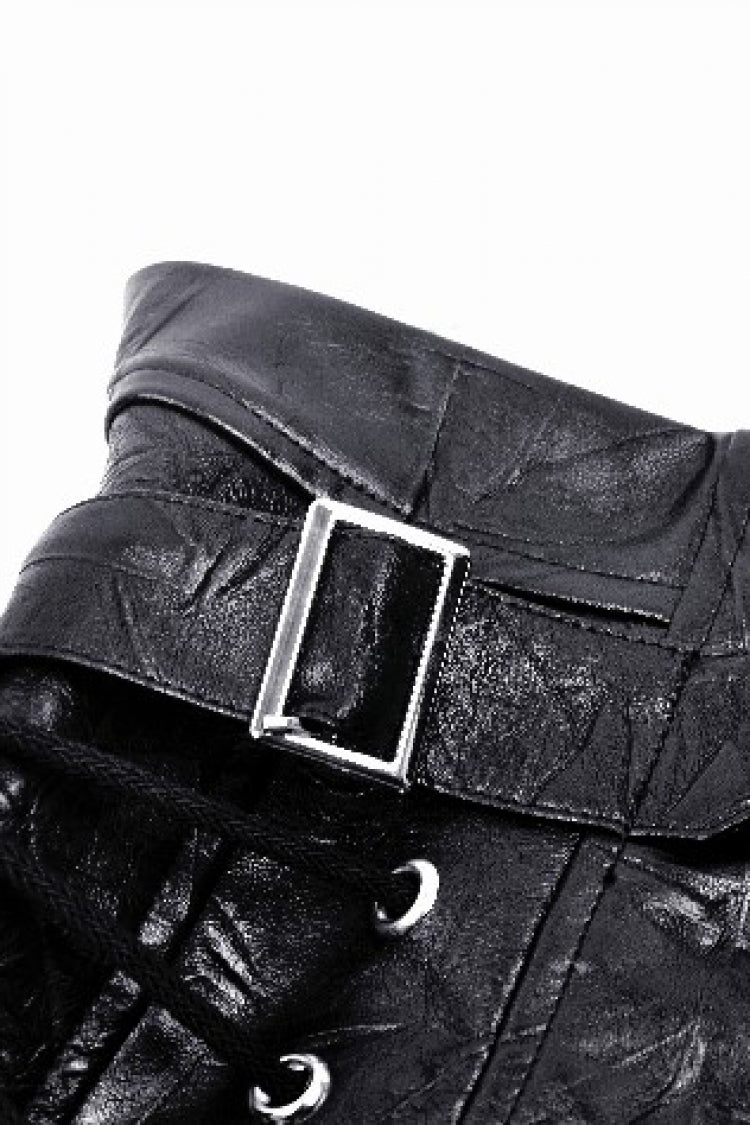 Black Lace-Up Metal Buckled Zippered Women's Punk Underbust Corset - Product - 12