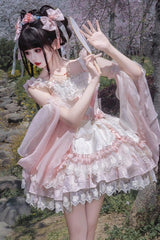 Pink [Lyrics in the Midst of Flowers] Ruffle Embroidery Bowknot Chinese Style Elegant Sweet Lolita Jsk Dress - Product - 4