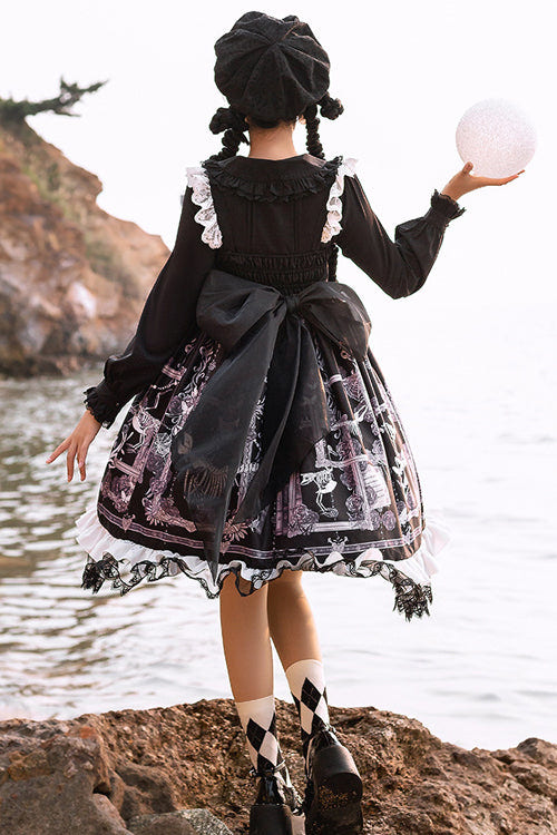 Front And Back Big Bows Passing Dream Pattern Print Gothic Lolita JSK Dress - Product - 4
