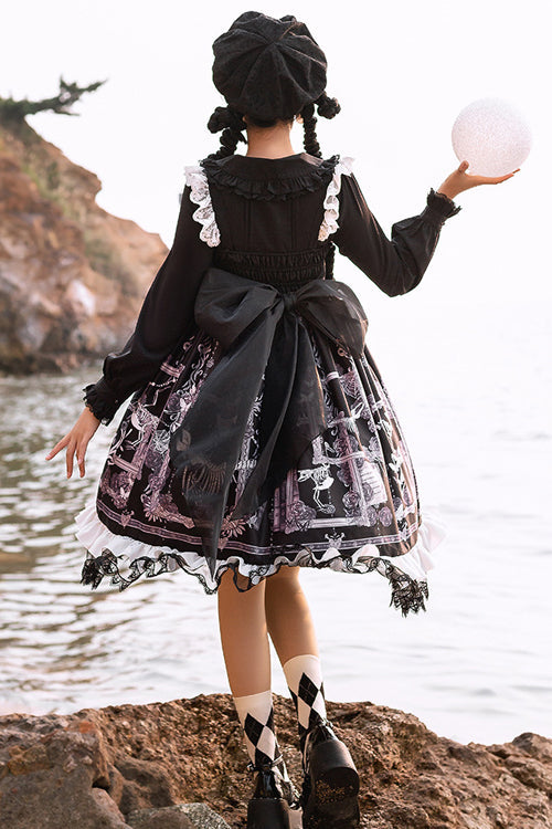 Front And Back Big Bows Passing Dream Pattern Print Gothic Lolita JSK Dress - Product - 4
