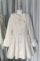 Snow Plush and Thickened Long Sleeves Bowknot Sweet Lolita Coat 2 Colors - Product - 8