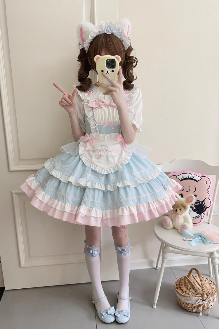 Cat Ear Story Multi-layer Ruffle Bowknot Sweet Lolita Jsk Dress 4 Colors - Product - 11