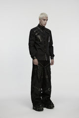 Black Studded Buckled Eyelet Men's Punk Pants - Product - 3