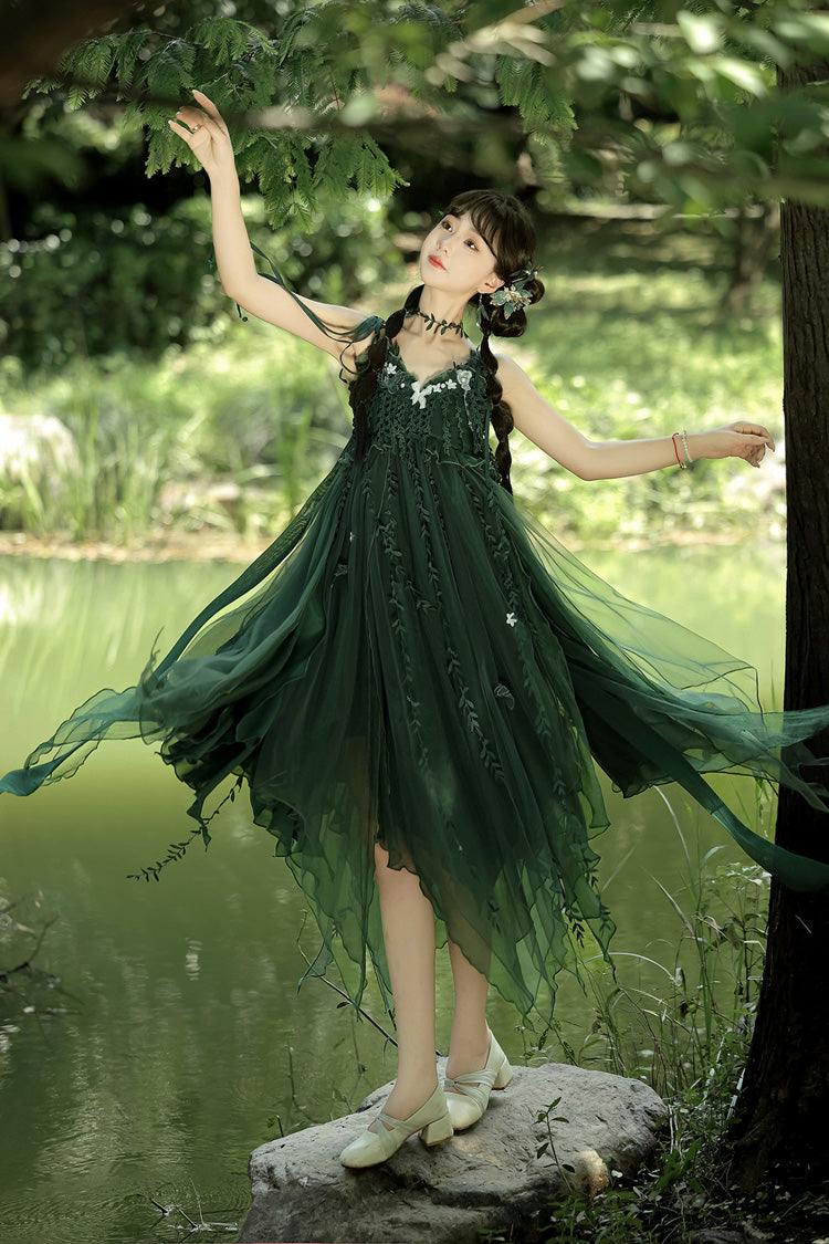 Green Forestry Asymmetric Hem Sweet Chinese Style Lolita Jsk Dress - Product - 10