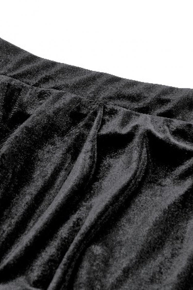 Black Women's Gothic Floral Embroidered Lace Flared Pants - Product - 15