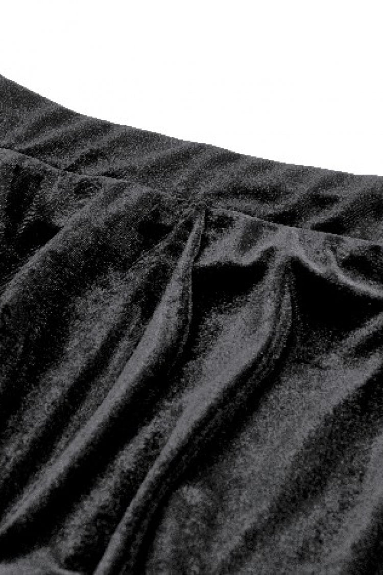 Black Women's Gothic Floral Embroidered Lace Flared Pants - Product - 15