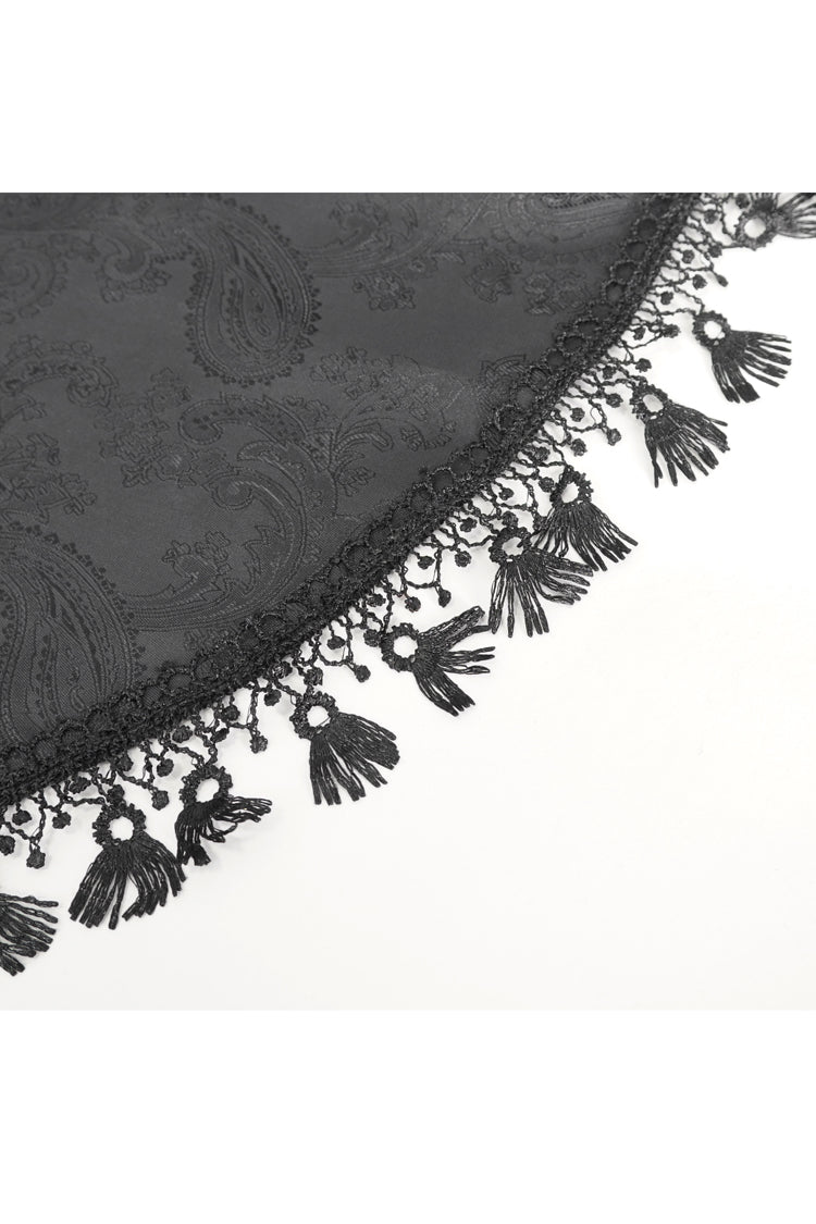 Black Ruffle Lace Drawstring Women's Gothic Skirt - Product - 9