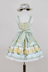 Green [Lemon Chicken] Print Ruffle Bowknot Lace Sweet Lolita Jsk Dress - Product - 8