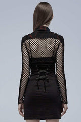 Lapel Collar Long Sleeves Print Hollow Irregular Metal Decorative Zipper Womens Steampunk Coat 2 Colors - Product - 11