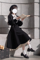 Black [Hathaway] Ruffle Bowknot Lace Elegant Lolita Jumper Dress - Product - 11