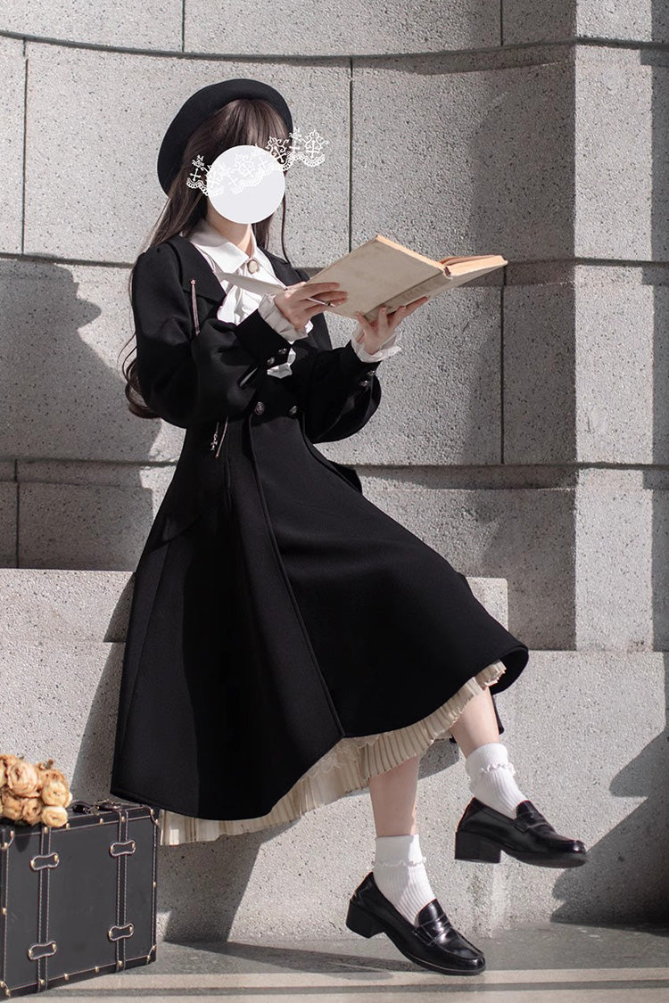 Black [Hathaway] Ruffle Bowknot Lace Elegant Lolita Jumper Dress - Product - 11