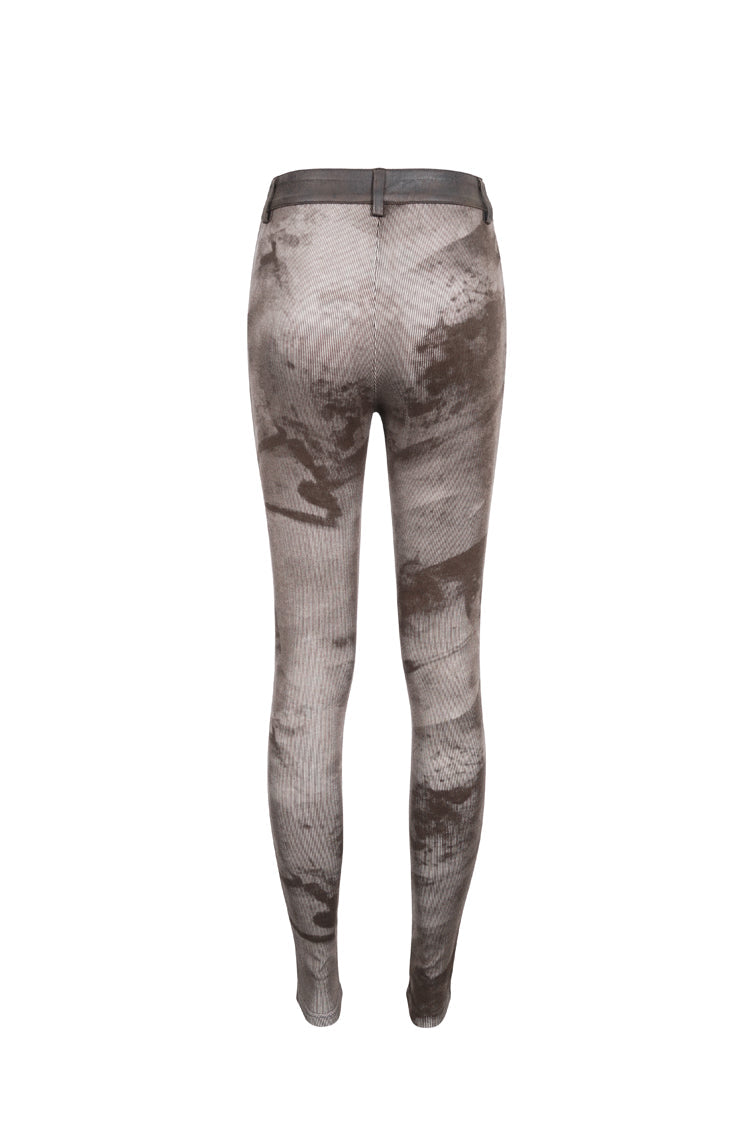 Brown High Waisted Print Women's Punk Pants - Product - 8
