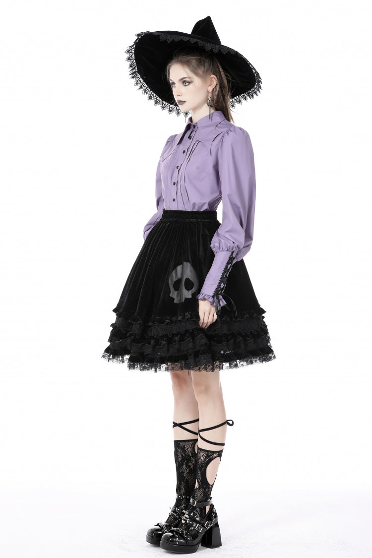Purple Star Collar Long Puff Sleeves Women's Gothic Witch Blouse - Product - 2