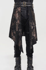 Bronze Gothic Belt Design Chain Decoration Corduroy Tie-Dye Men's Skirt - Product - 4