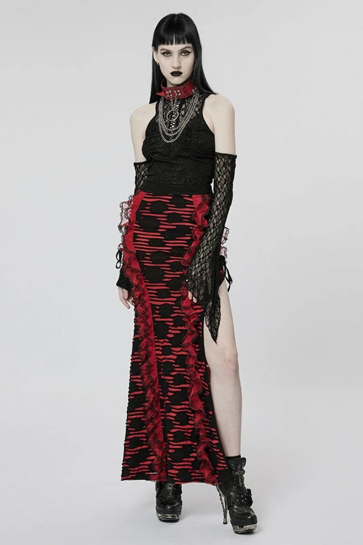 Black Off Shoulder Jacquard Hollow Stitching Lace Womens Gothic T-Shirt - Product - 4
