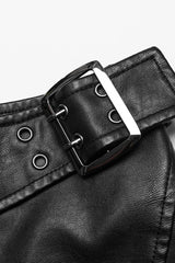 Buckle Faux Leather Side Zipper Women's Steampunk Skirt 2 Colors - Product - 5