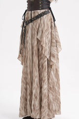 Apricot Ruffle Lace-Up Women's Gothic Eyelets Rivets Long Skirt - Product - 4
