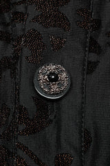 Black Lapel Collar Long Trumpet Sleeves Bronzing Pattern Print Mens Gothic Gorgeous Blouse - Product - 7