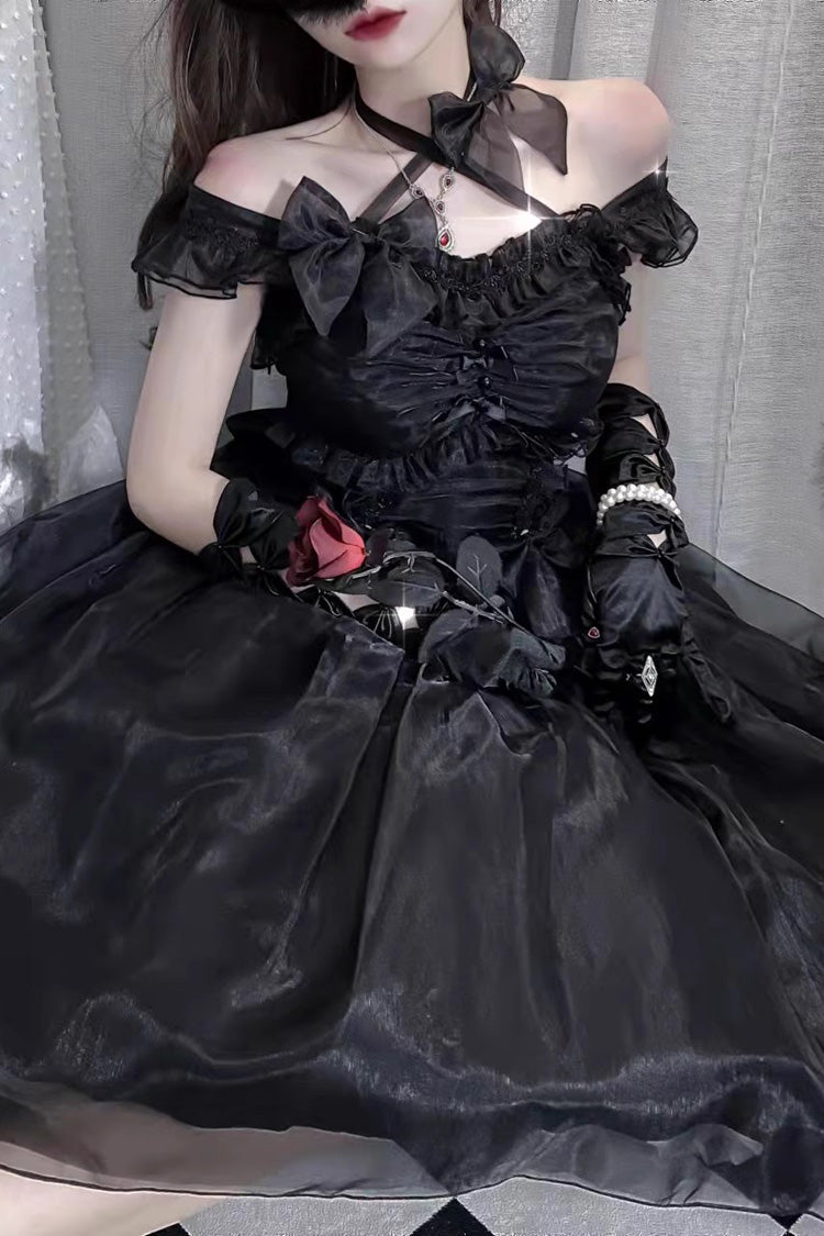 Spring Confession Ruffle Bowknot Mesh Sweet Lolita Jsk Dress (Long and Short Version) 2 Colors - Product - 8