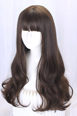 Retro Long Natural Ancient Full Headgear Hanfu Lolita Wig 2 Colors - Dark Brown - 5
