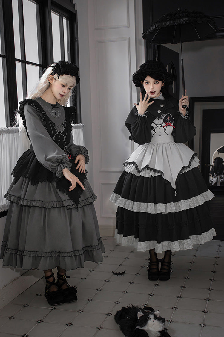 [Castle Night] Long Sleeves Ruffle Embroidery Gothic Lolita Dress 2 Colors - Product - 9