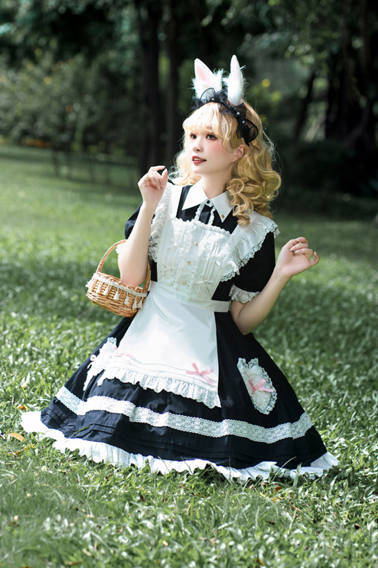 Black Meet Alice Long Sleeves Ruffle Lace Sweet Princess Lolita Jsk Dress - Product - 4