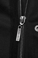 Black Stand Collar Slim Detachable Shoulder Pad Men's Gothic Coat - Product - 9