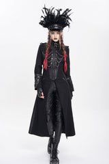 Black Stand Collar Long Sleeves Buckle Chain Women's Punk Jacket - Product - 6