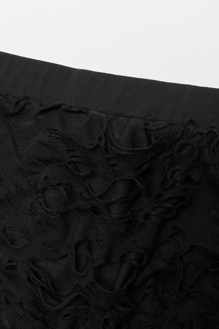 Black Stitching Mesh Ripped Women's Punk Flared Pants - Product - 6