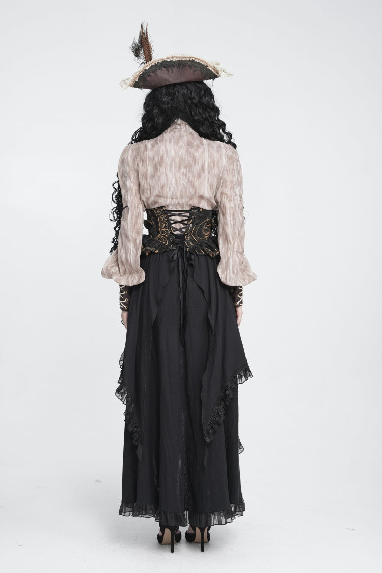 Black Jacquard Lace Lace-Up Slim Fit Zippered Women's Gothic Royal Girdle - Product - 8