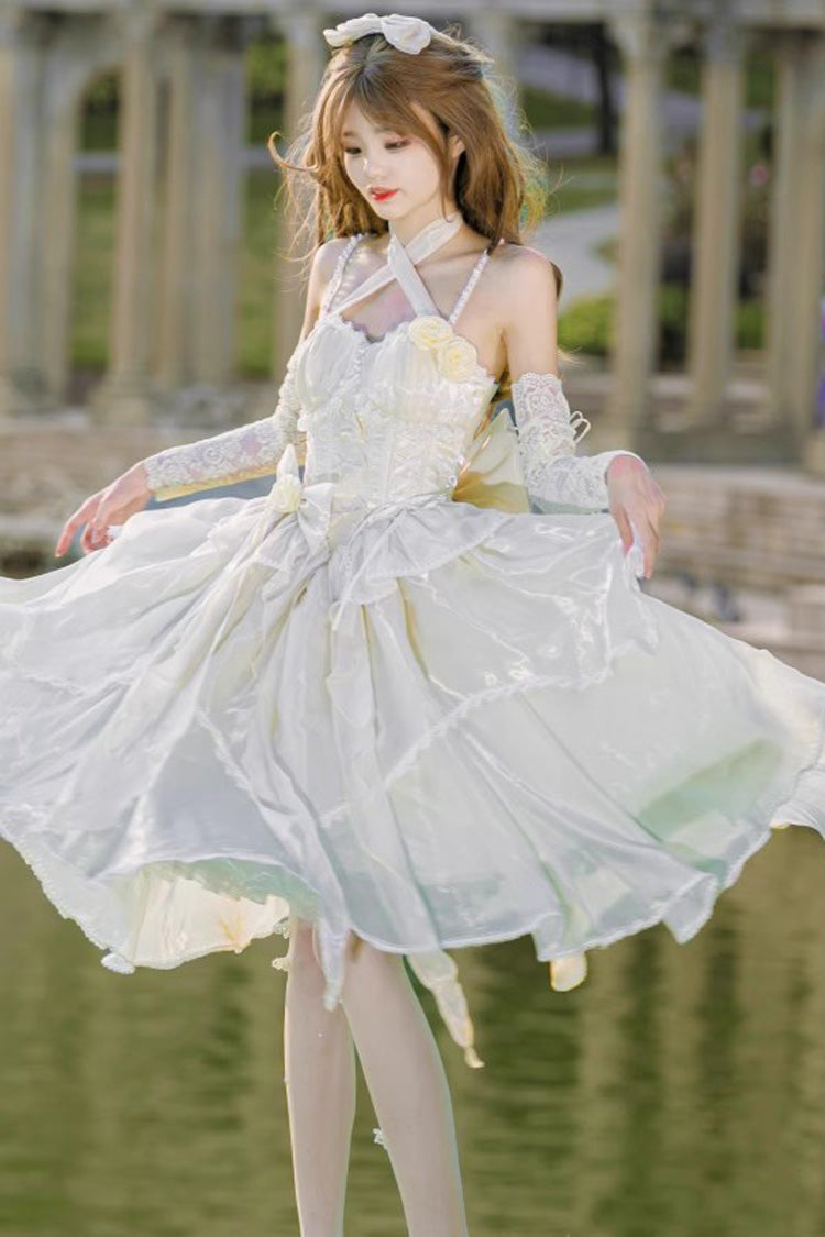 Gorgeous Hanayome Bowknot Sweet Elegant Lolita Jsk Dress 6 Colors - Champagne - 2