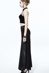 Black Chest Lace Up Dense Velvet Moon Pendant Backless Women's Gothic Vest - Product - 7