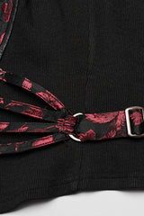 Steampunk Sleeveless Jacquard Print Metal Buckle Strap Metal Zipper Hollow Lace-Up Women's Vest 4 Colors - Product - 30