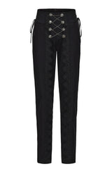 Black Double-breasted Chain Cross Embroidery Ouji Vintage Elegant Prince Gorgeous Lolita Pants - Black - 1