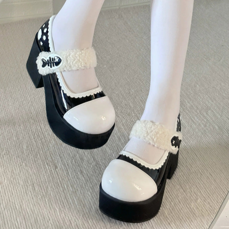Fishbone-Style Single-Strap Buckle Sweet Lolita Platform Shoes - Product - 7