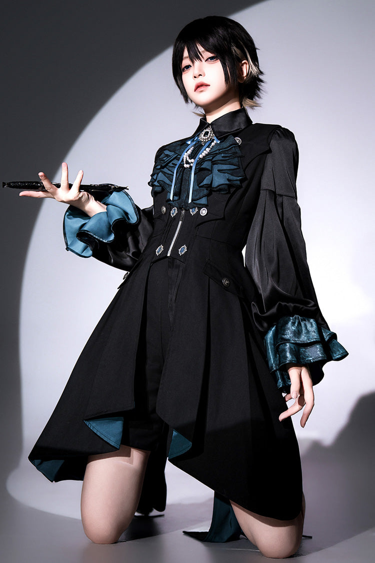 Black [Deep Music] Long Sleeves Gothic Elegant Ouji Lolita Four-piece Set - Product - 2