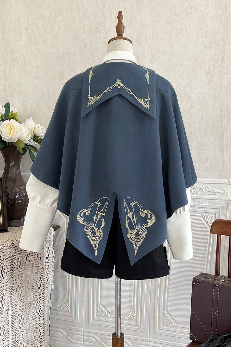 Blue [Little Detective] Print Ouji Prince Handsome Lolita Cloak - Product - 11