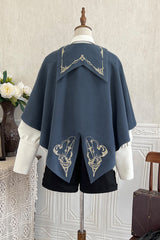 Blue [Little Detective] Print Ouji Prince Handsome Lolita Cloak - Product - 11