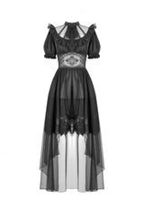Black Short Puff Sleeves High/low Multi-Layered Women's Gothic Chiffon Dress Wedding Dress - Product - 3