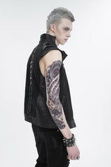 Black Chest Metal Willow Studded Sleeveless Men's Punk Vest - Product - 4