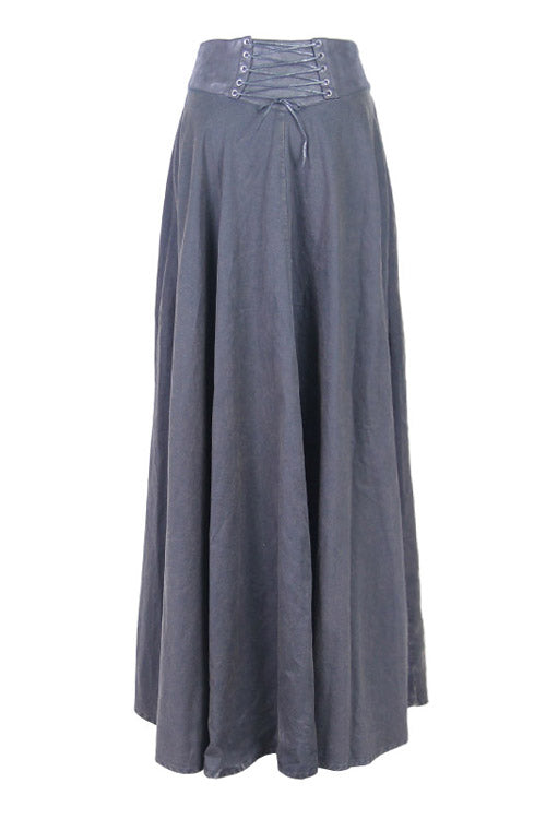 Black Torn Multiple Wearing Leather Waistband Punk Rock Flowing Long Womens Half Skirt - Product - 5