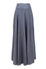 Black Torn Multiple Wearing Leather Waistband Punk Rock Flowing Long Womens Half Skirt - Product - 5