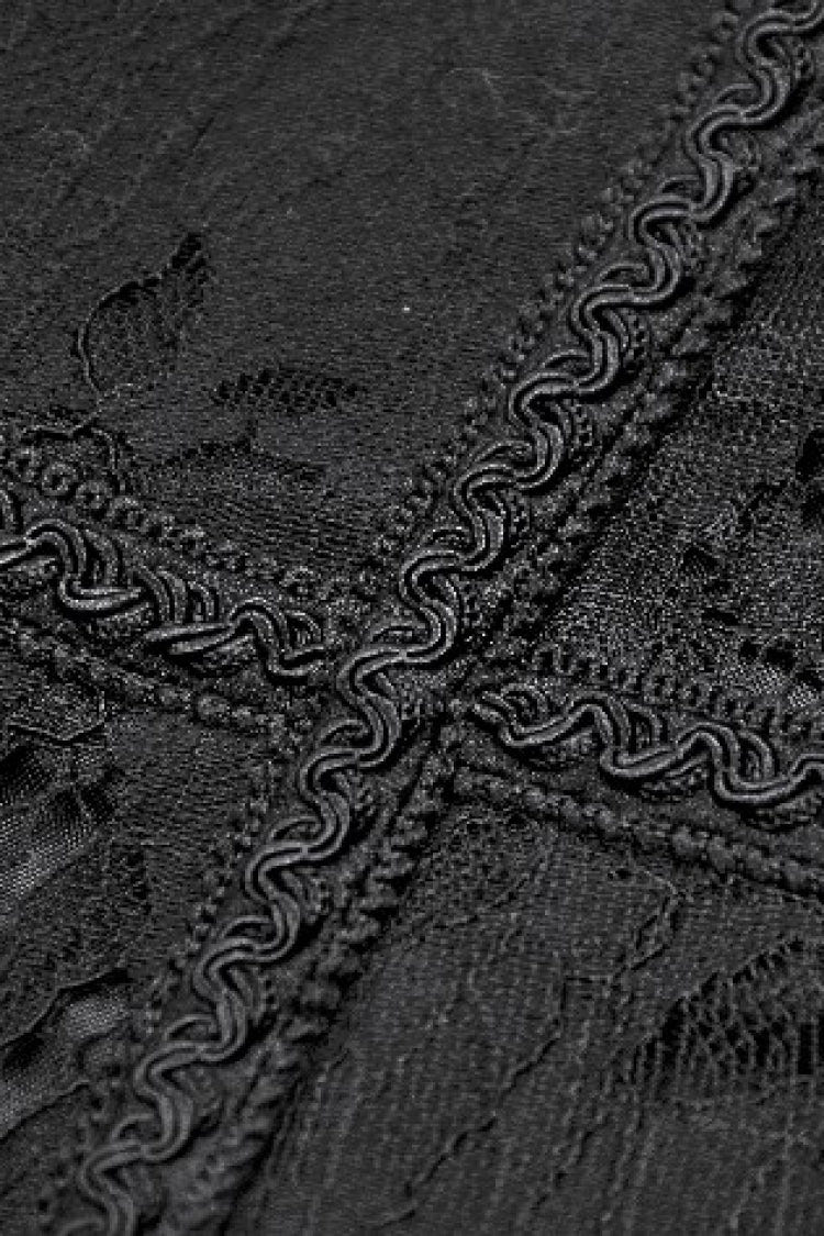 Black Floral Pattern Lace-Up Zippered Women's Gothic Waist Corset - Product - 17