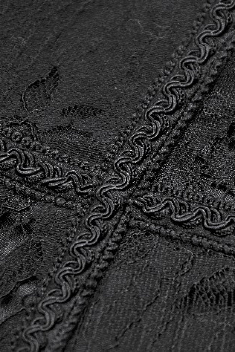 Black Floral Pattern Lace-Up Zippered Women's Gothic Waist Corset - Product - 17