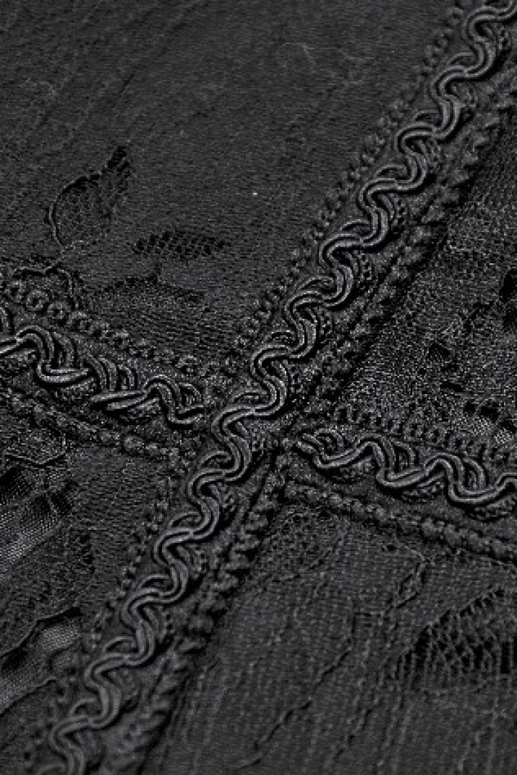 Black Floral Pattern Lace-Up Zippered Women's Gothic Waist Corset - Product - 17